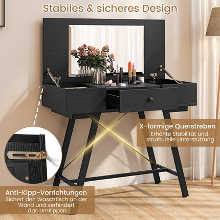 Vanity Table with Mirror, Charging Station & Drawer