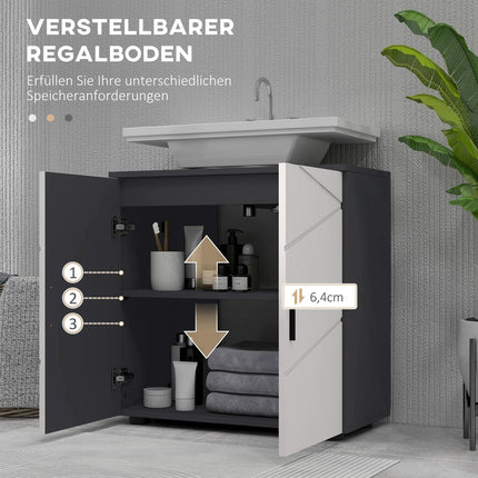 Gray bathroom base, adjustable shelf, anti-tip, 60x30x60 cm