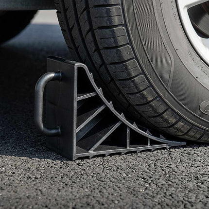 Vehicle Wheel Chocks with Handle, 2-Pack, Black Plastic