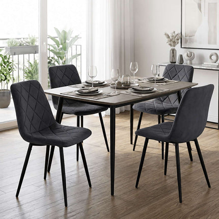 Velvet Dining Chairs, Anthracite, 2-Pack, Upholstered