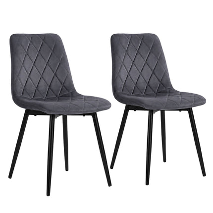 Velvet Dining Chairs, Anthracite, 2-Pack, Upholstered