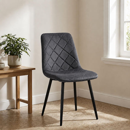 Velvet Dining Chairs, Anthracite, 2-Pack, Upholstered