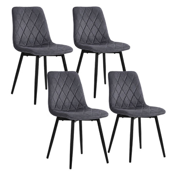 Velvet Dining Chairs, Anthracite, 4-Pack, Upholstered