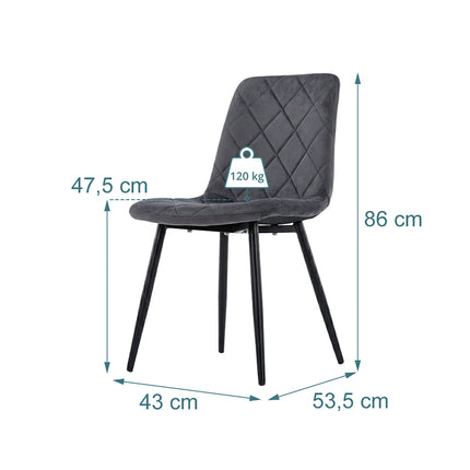 Velvet Dining Chairs, Anthracite, 4-Pack, Upholstered