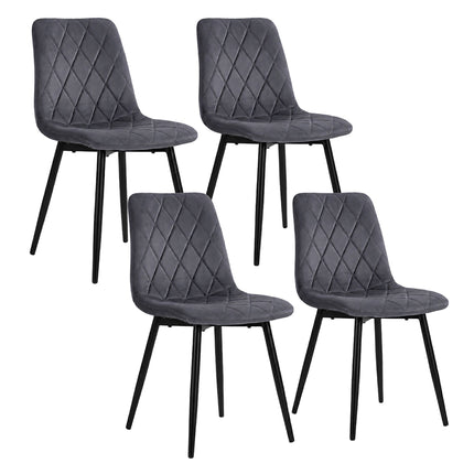 Velvet Dining Chairs, Anthracite, 4-Pack, Upholstered