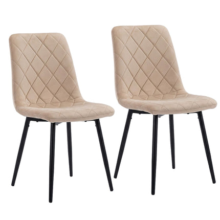 Velvet Dining Chairs, Beige, 2-Pack, Upholstered, Modern Design
