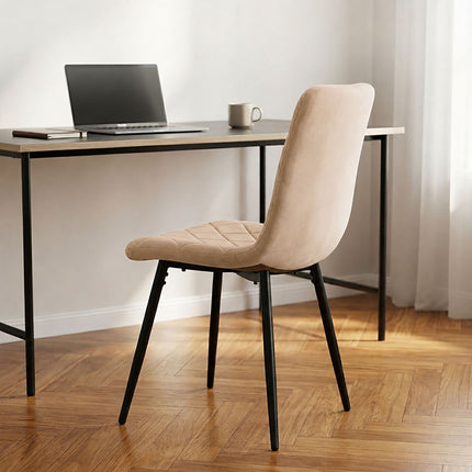 Velvet Dining Chairs, Beige, 2-Pack, Upholstered, Modern Design