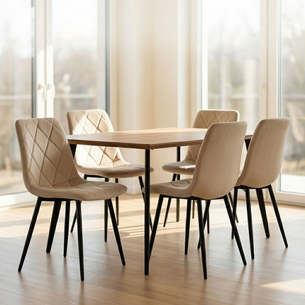 Velvet Dining Chairs, Beige, 2-Pack, Upholstered, Modern Design