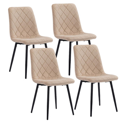 Velvet Dining Chairs, Beige, 4-Pack, Upholstered, Modern Design