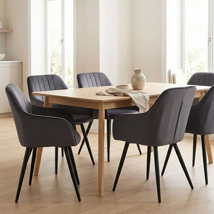 Velvet Dining Chairs with Armrests, Set of 2 - Anthracite