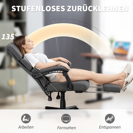 Velvet-Look Adjustable Office Chair, Rolling, Gray