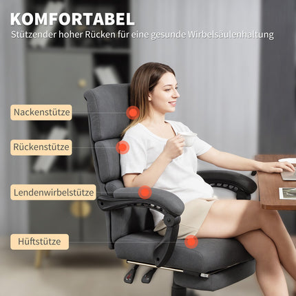 Velvet-Look Adjustable Office Chair, Rolling, Gray