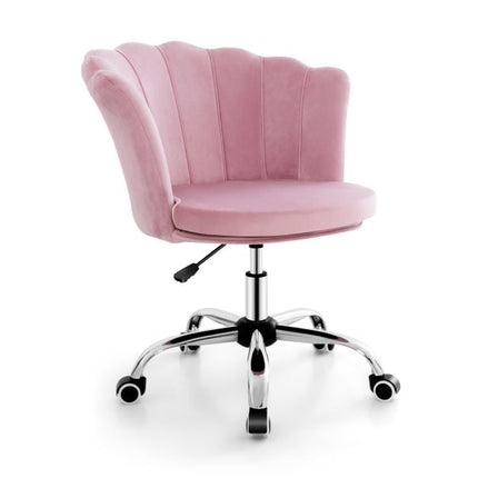 Velvet Office Chair, Height Adjustable Swivel, Pink