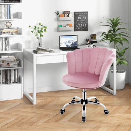 Velvet Office Chair, Height Adjustable Swivel, Pink