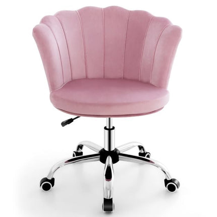Velvet Office Chair, Height Adjustable Swivel, Pink