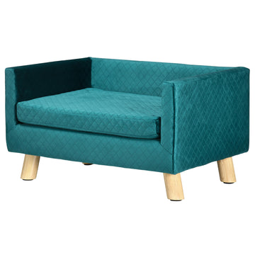 Velvet Pet Sofa Bed with Backrest, Blue, 64 x 45 x 36 cm