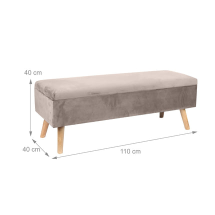 Velvet Storage Bench with Eucalyptus Legs