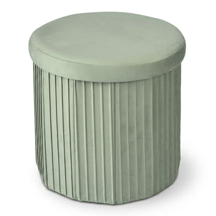 Velvet Storage Stool, Sage – 38x38 cm, Upholstered