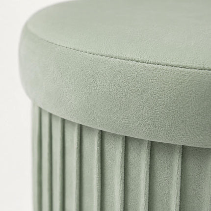 Velvet Storage Stool, Sage – 38x38 cm, Upholstered