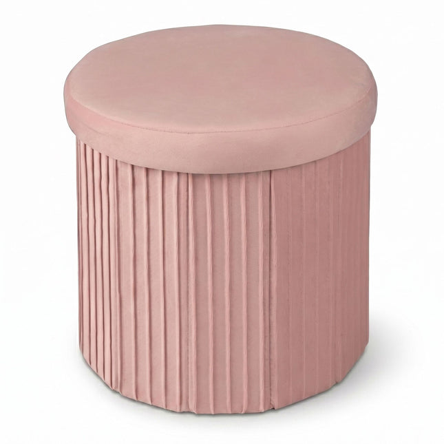 Velvet Storage Stool with Padded Seat, 38x38 cm