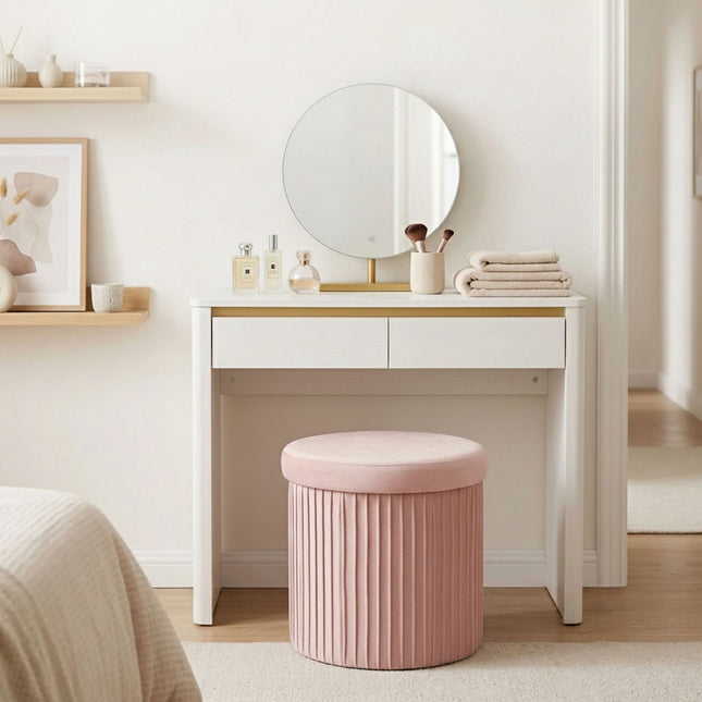 Velvet Storage Stool with Padded Seat, 38x38 cm