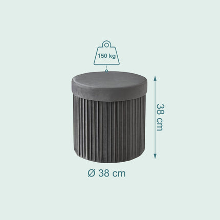Velvet Storage Stool with Padded Seat and Compartment