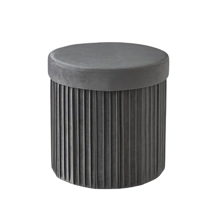 Velvet Storage Stool with Padded Seat and Compartment