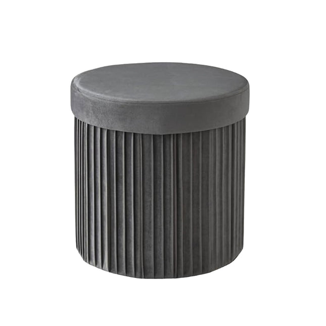 Velvet Storage Stool with Padded Seat and Compartment