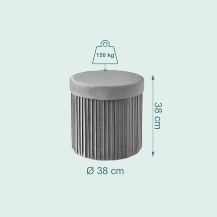 Velvet Storage Stool with Padded Seat and Compartment