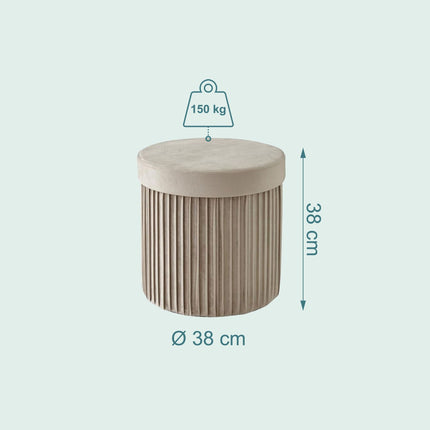 Velvet Storage Stool with Padded Seat and Large Compartment