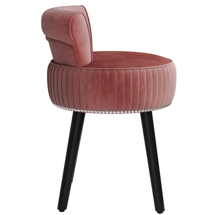 Velvet Vanity Chair with Tufted Backrest, Pink