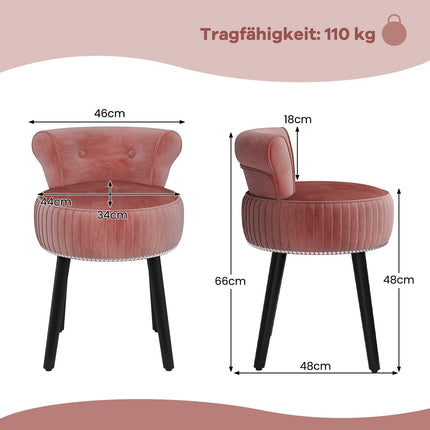 Velvet Vanity Chair with Tufted Backrest, Pink