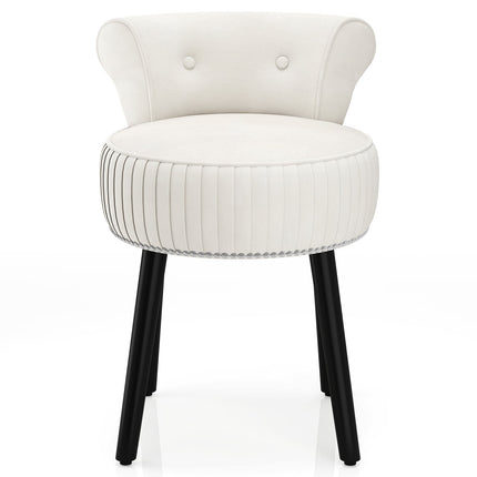Velvet Vanity Chair with Tufted Backrest, White