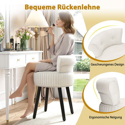 Velvet Vanity Chair with Tufted Backrest, White