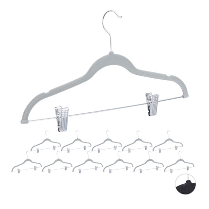 Velvet hanger with clips set of 12