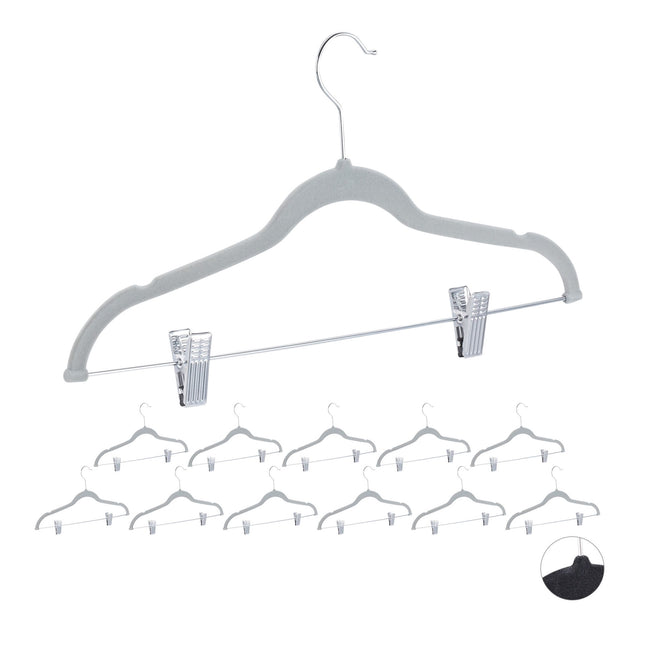 Fluwelen hanger met clips set van 12