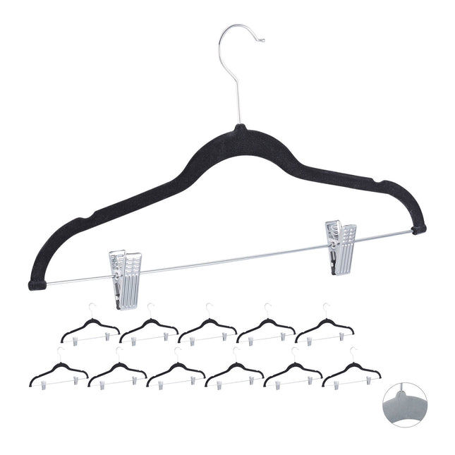 Fluwelen hanger met clips set van 12