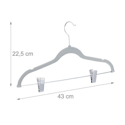 Velvet hanger with clips set of 12