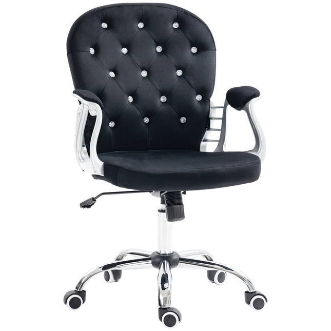 Black Velvet Office Chair – Swivel, adjustable, padded chair