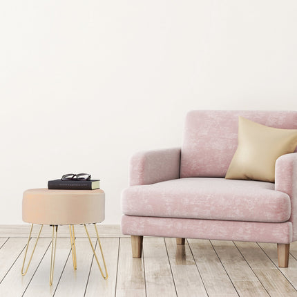 Velvet stool with gold legs