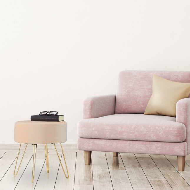Velvet stool with gold legs