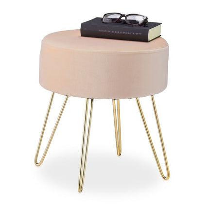 Velvet stool with gold legs