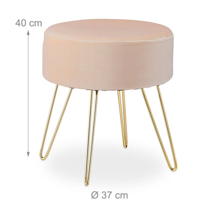 Velvet stool with gold legs