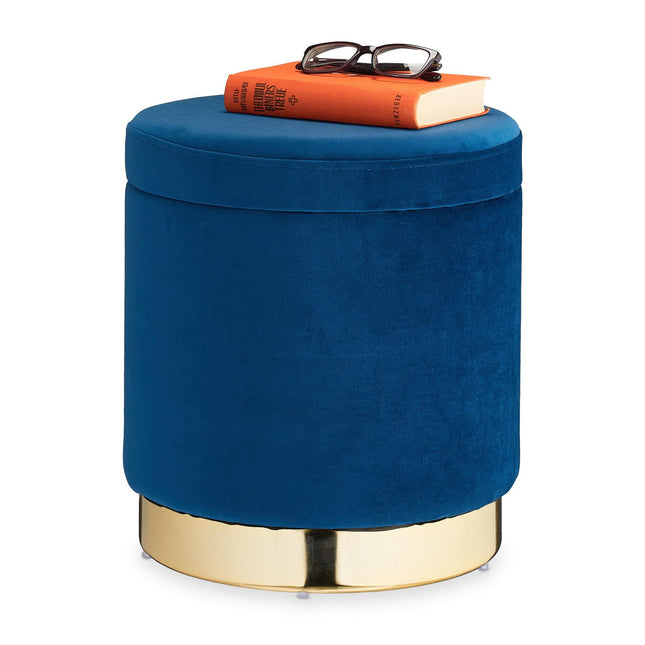 Velvet stool with storage Blue