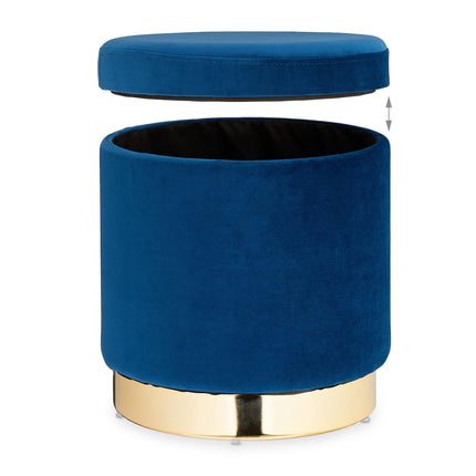 Velvet stool with storage Blue