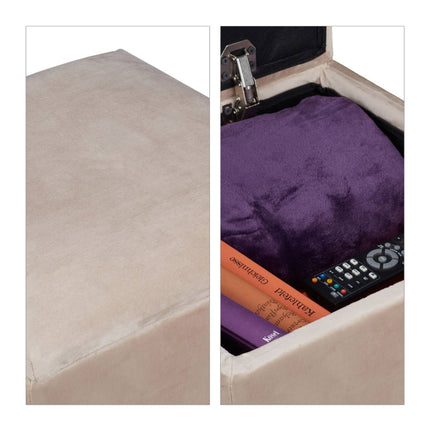 Velvet stool with storage