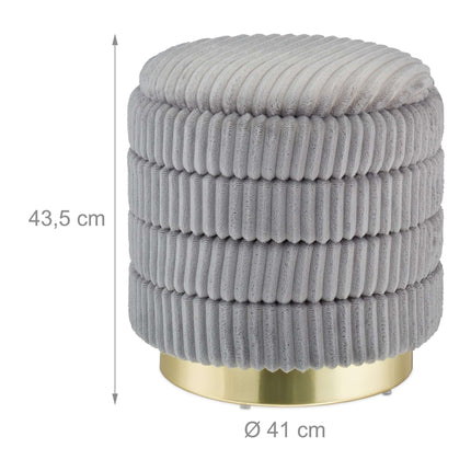 Velvet stool with storage gray