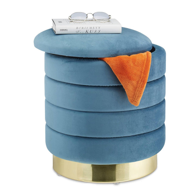 Velvet stool with storage petroleum