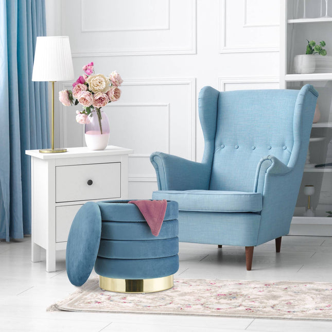 Velvet stool with storage petroleum