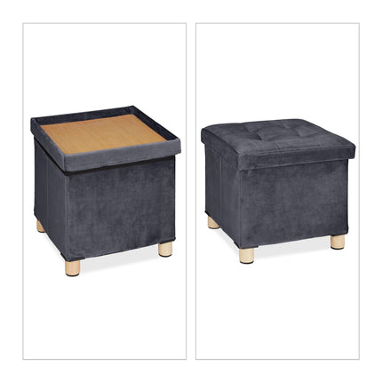 Velvet stool with tray
